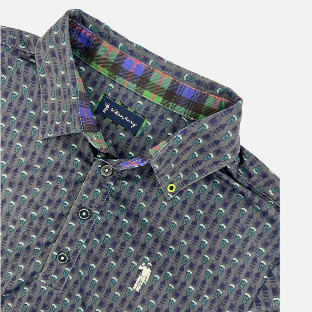 William Murray Shirt Golf Polo Small Men's Short Sleeve Beer Mug‎ Pattern